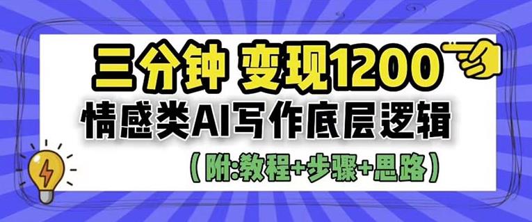 【副业项目6442期】情感类AI写作底层逻辑，3分钟掌握变现技巧（附：详细教程及步骤+独家资料）【揭秘】缩略图