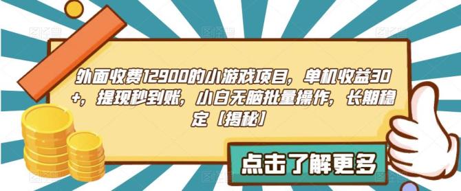 【副业项目6934期】收费12900的小游戏项目，单机收益30+，独家养号方法缩略图