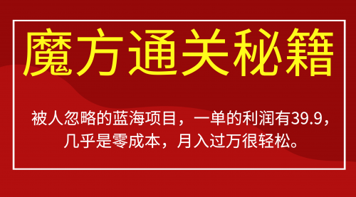 【副业项目7126期】被人忽略的蓝海项目，魔方通关秘籍一单利润有39.9缩略图