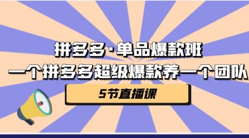 【副业项目第7171期】拼多多·单品爆款班，一个拼多多超级爆款养一个团队缩略图