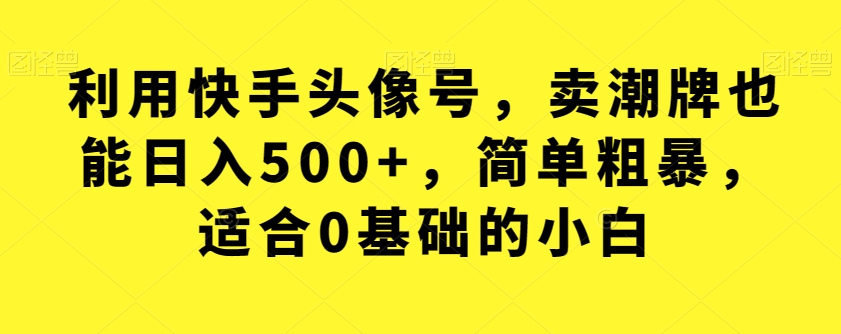 【副业项目7527期】利用快手头像号，卖潮牌也能日入500+，简单粗暴，适合0基础的小白【揭秘】缩略图