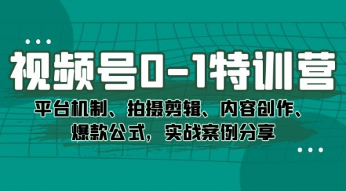 【副业项目7596期】视频号0-1特训营：平台机制、拍摄剪辑、内容创作、爆款公式，实战案例分享缩略图