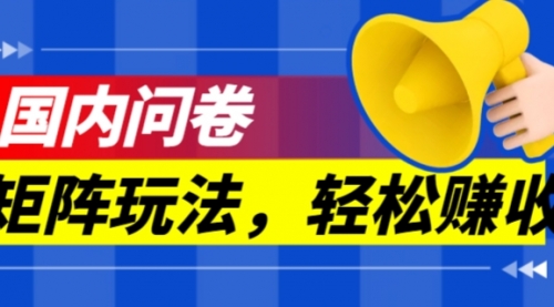 【副业项目7605期】保姆级教程，国内问卷矩阵玩法，轻松赚收益缩略图