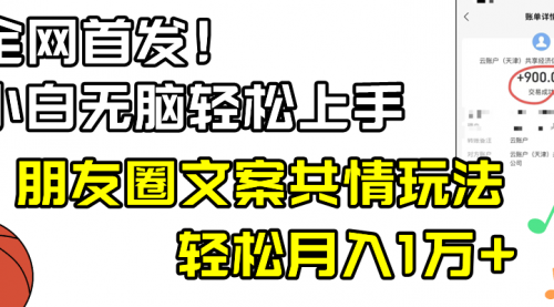 【副业8908期】小白轻松无脑上手，朋友圈共情文案玩法，月入1W+缩略图