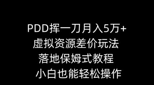 【副业8918期】PDD挥一刀月入5万+，虚拟资源差价玩法，落地保姆式教程，小白也能轻松操作缩略图