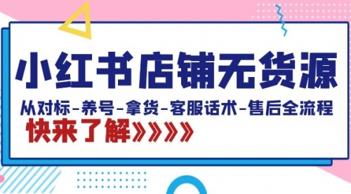 【副业8940期】小红书店铺无货源：从对标-养号-拿货-客服话术-售后全流程（20节课）缩略图